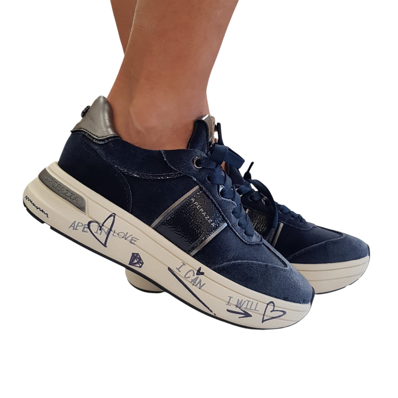 Apepazza Sneakers Donna Ciniglia Blu www.offidani.it