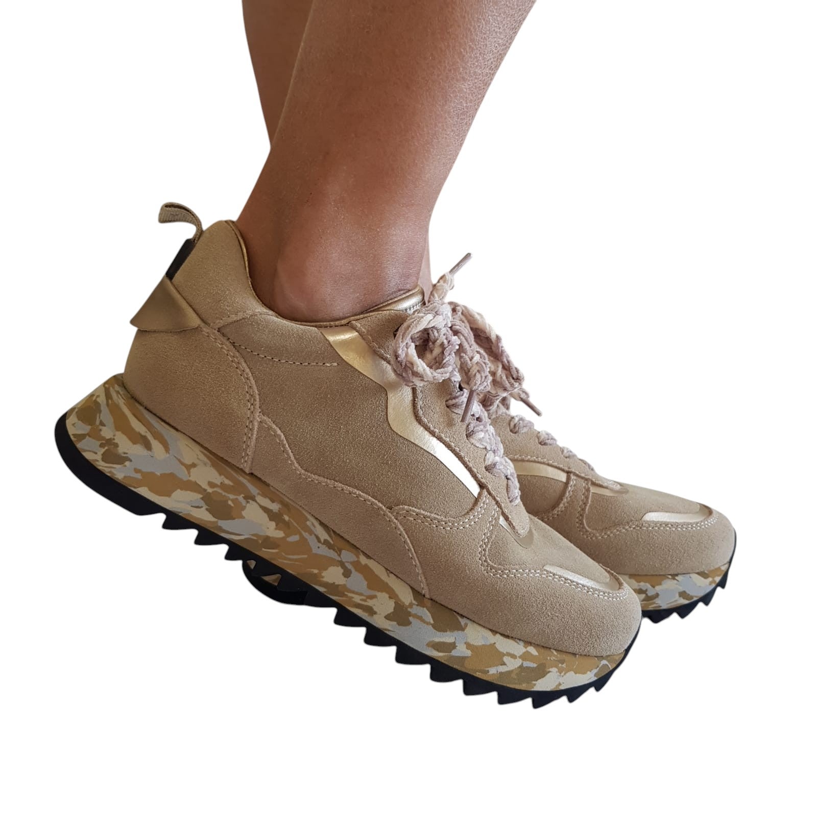 Apepazza Sneakers Donna Camoscio Beige www.offidani.it
