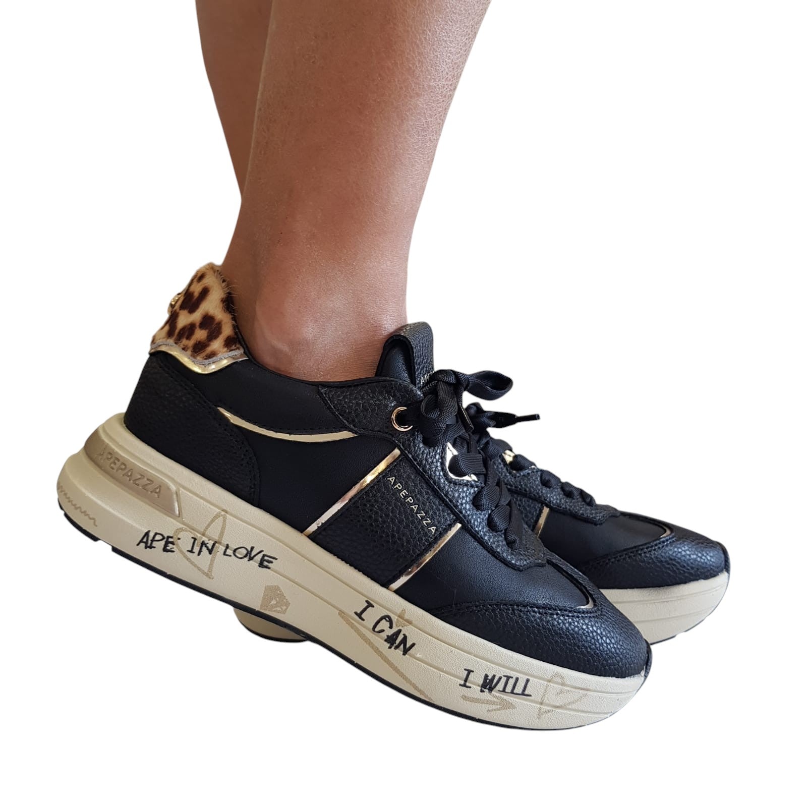 Apepazza Sneakers Donna Pelle Nero www.offidani.it