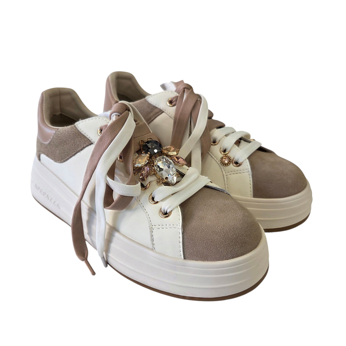 Apepazza sneaker donna pelle bianca/rosa www.offidani.it