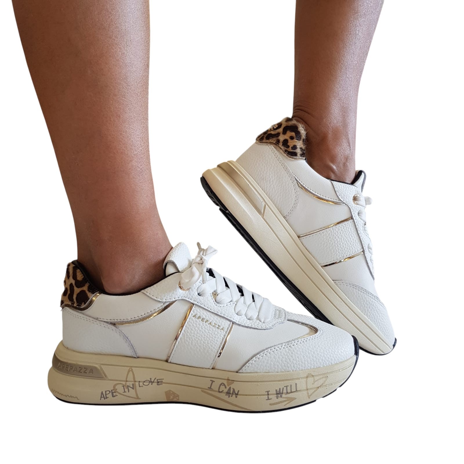 Apepazza Sneakers Donna Pelle Bianco www.offidani.it