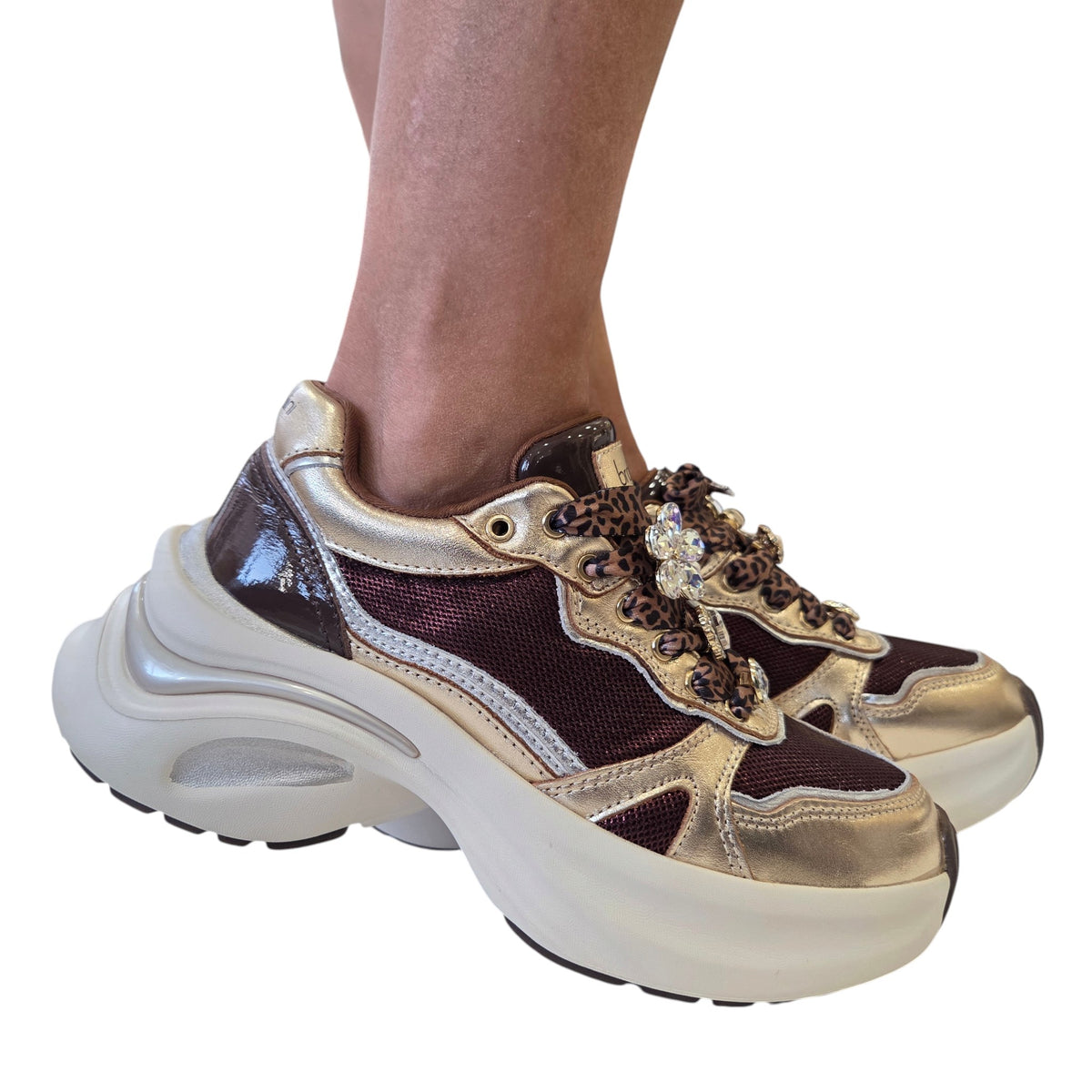 Braccialini sneaker donna pelle marrone www.offidani.it