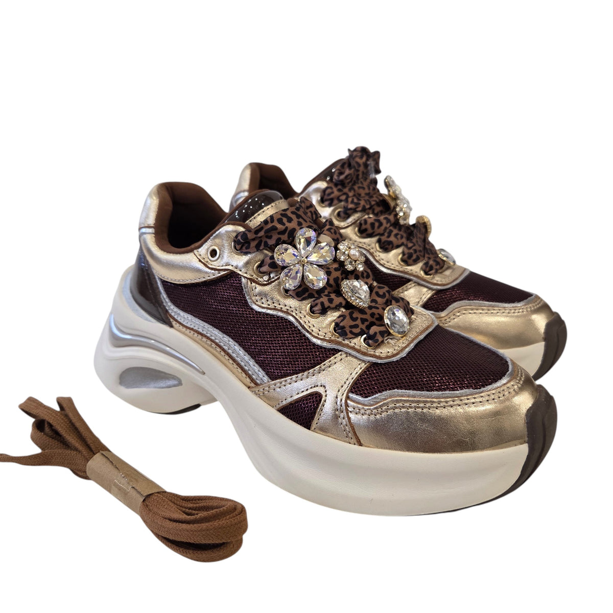 Braccialini sneaker donna pelle marrone www.offidani.it