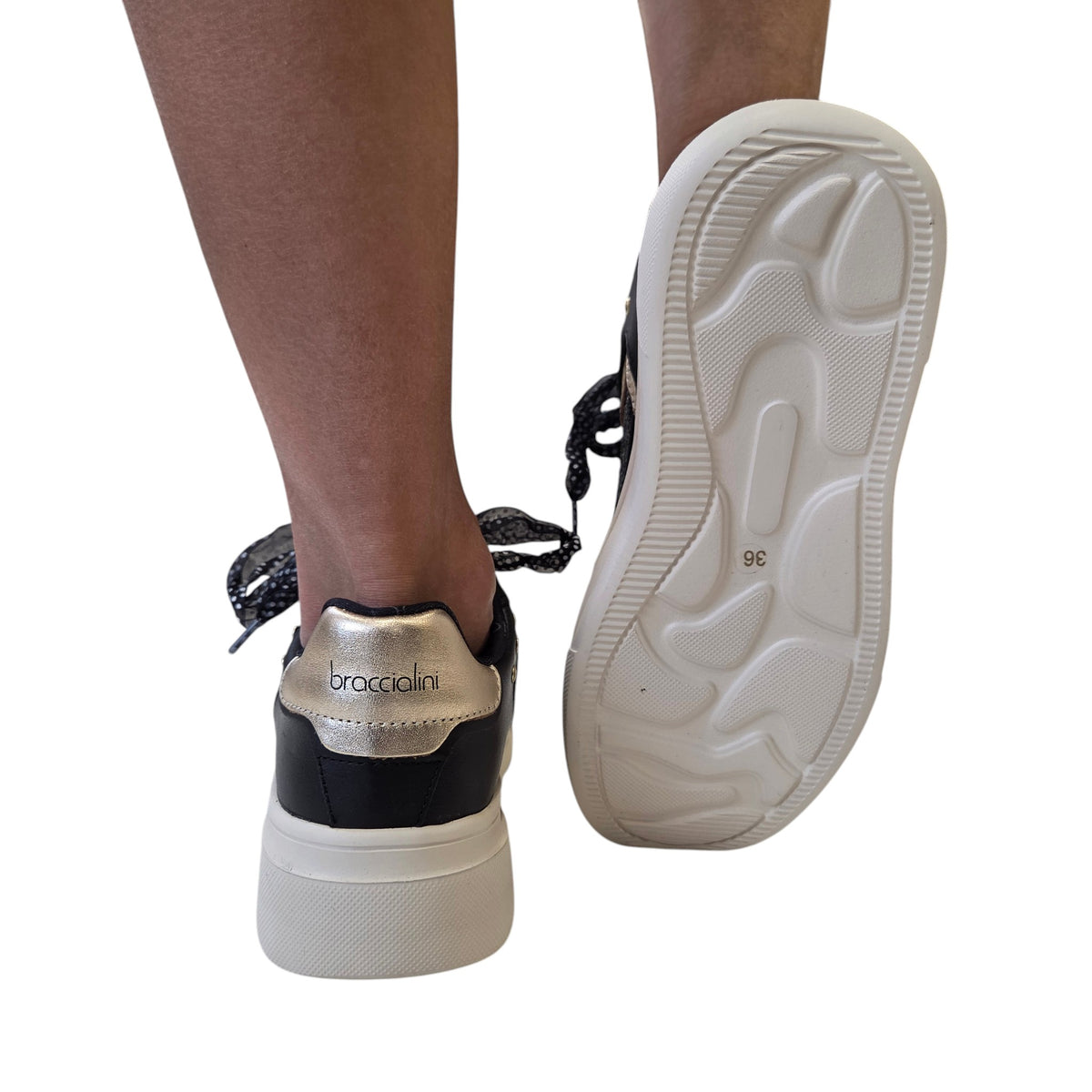Braccialini sneaker donna pelle nera www.offidani.it