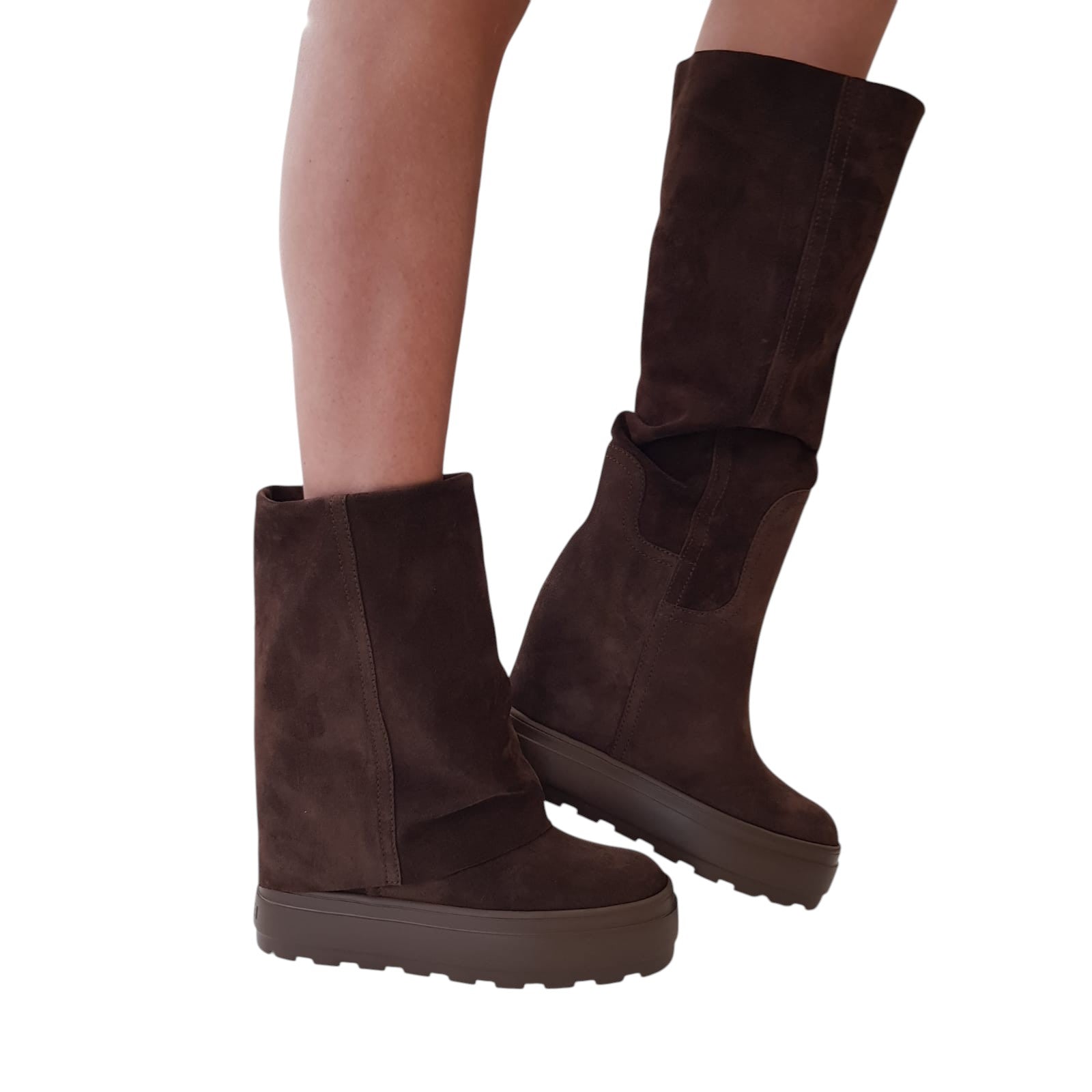 Casadei Stivale Donna Pelle Camoscio Testa di Moro Zeppa Interna www.offidani.it