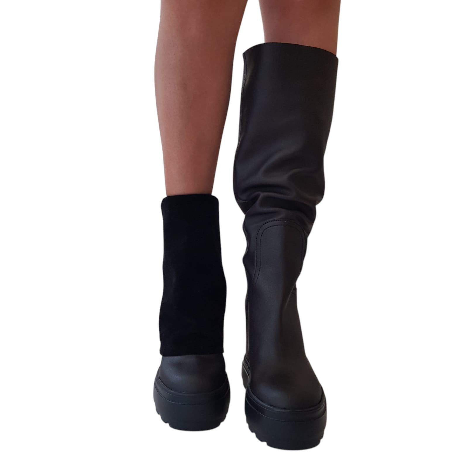 Casadei Stivale Donna Camoscio e Pelle Black Zeppa Interna www.offidani.it