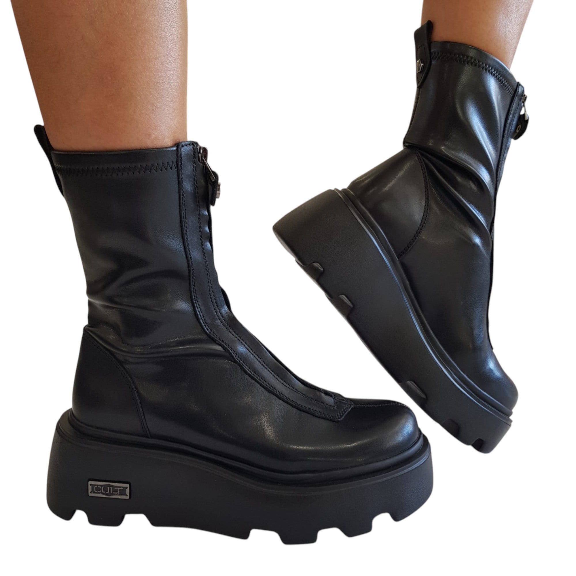 Cult Stivaletto Tronchetto Anfibio Donna Nero www.offidani.it