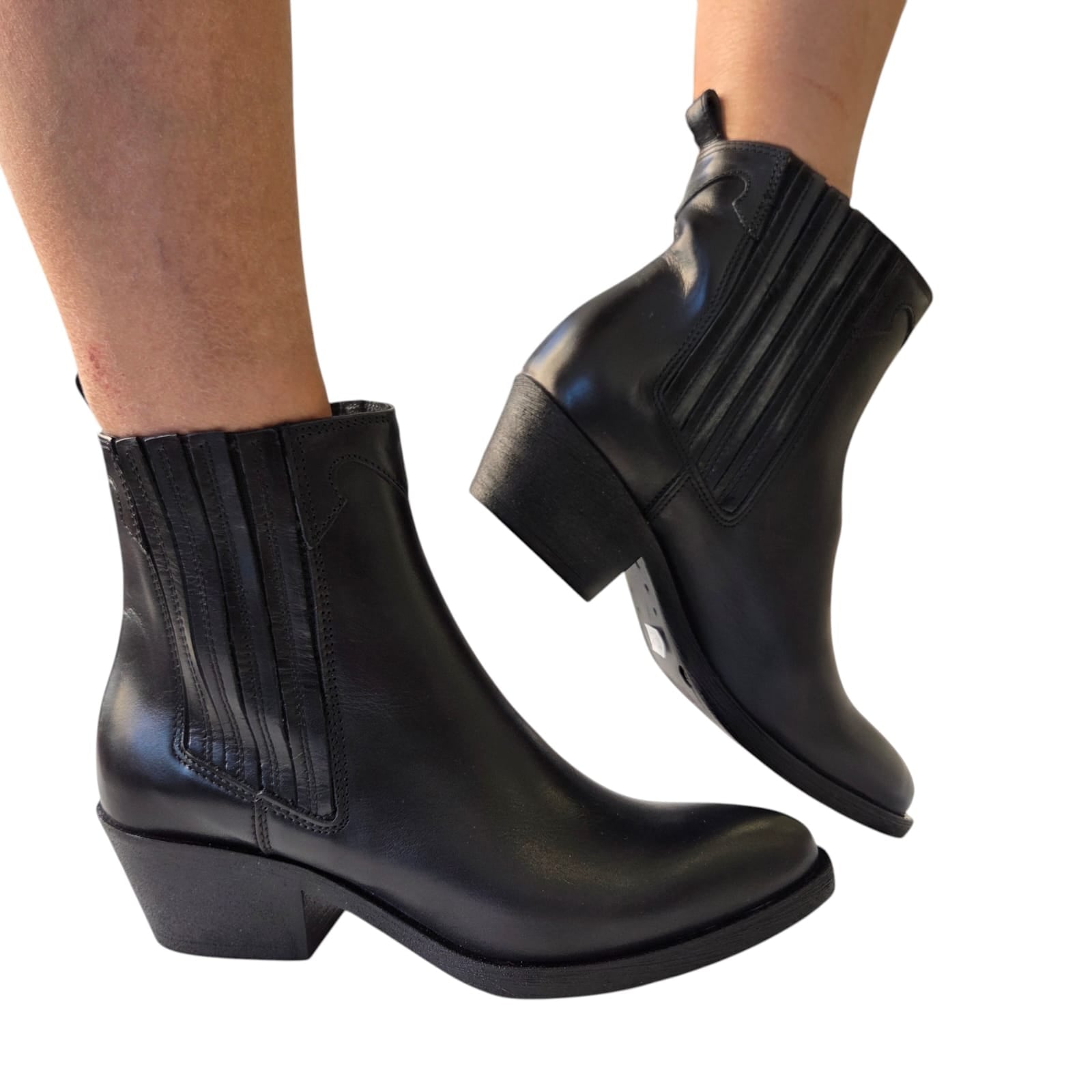 Dei Colli stivaletto texano donna pelle nero www.offidani.it