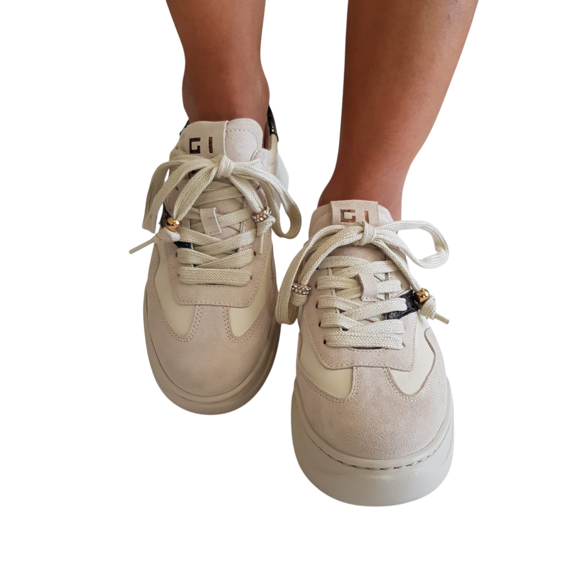 Gio+ Sneakers Donna Pelle Camoscio Beige www.offidani.it