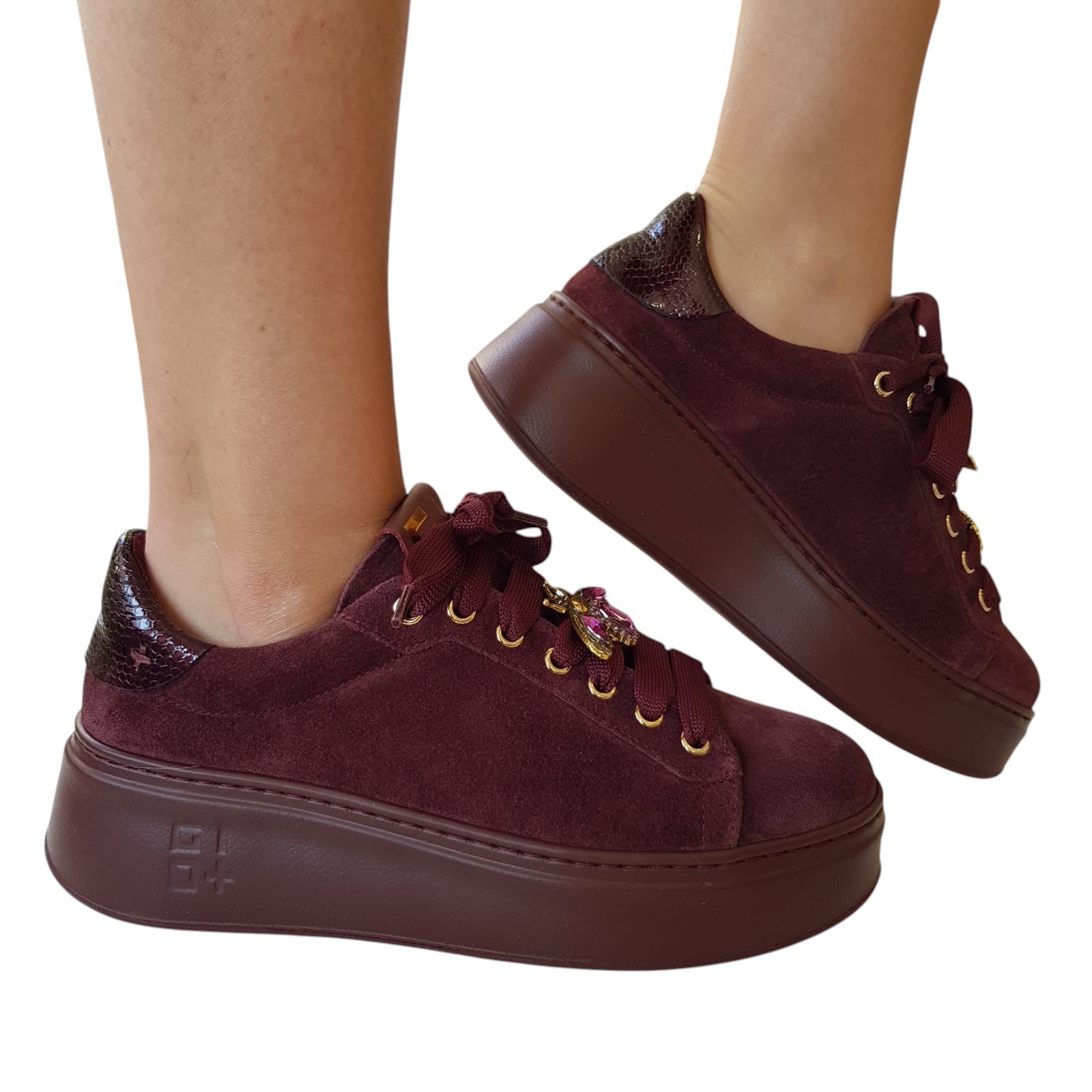 Gio+ Sneakers Donna Camoscio Bordeaux www.offidani.it