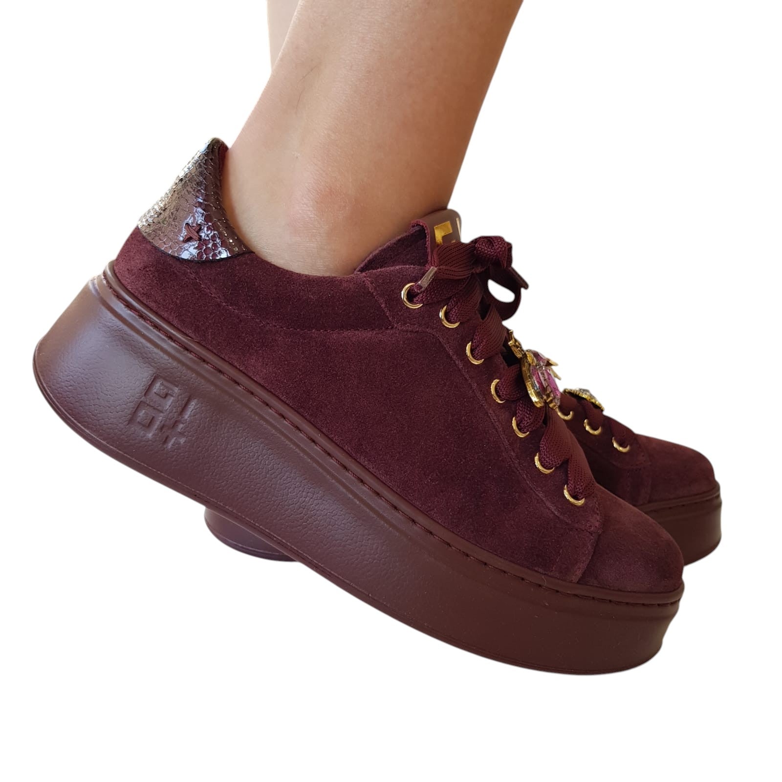 Gio+ Sneakers Donna Camoscio Bordeaux www.offidani.it