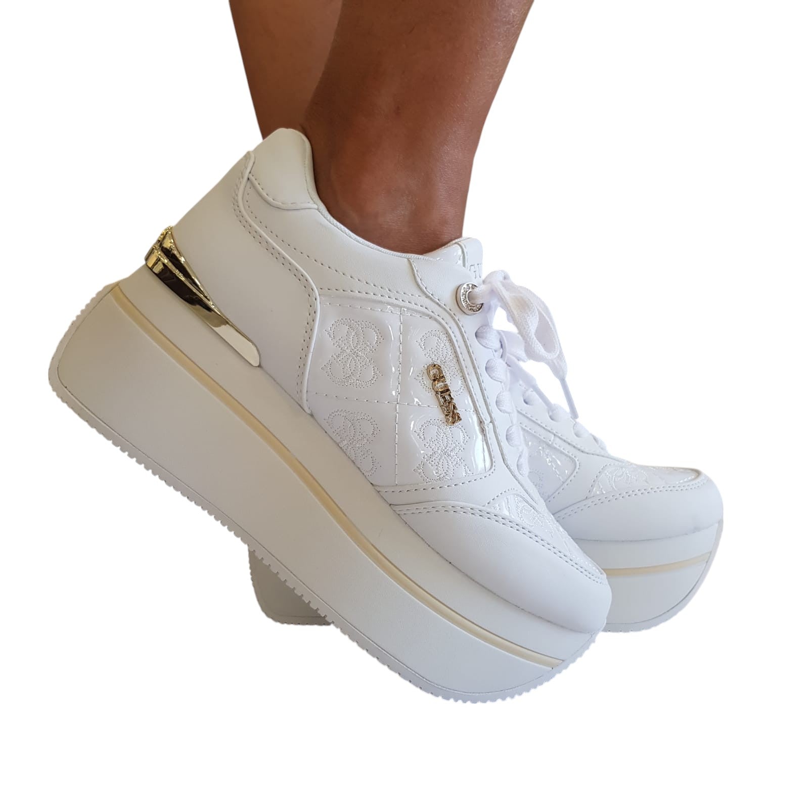 Guess Sneakers Donna Pelle Bianco www.offidani.it