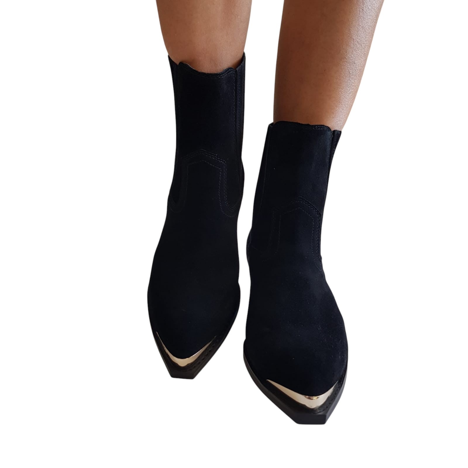 Guess Stivaletto Tronchetto Texano Donna Camoscio Nero www.offidani.it