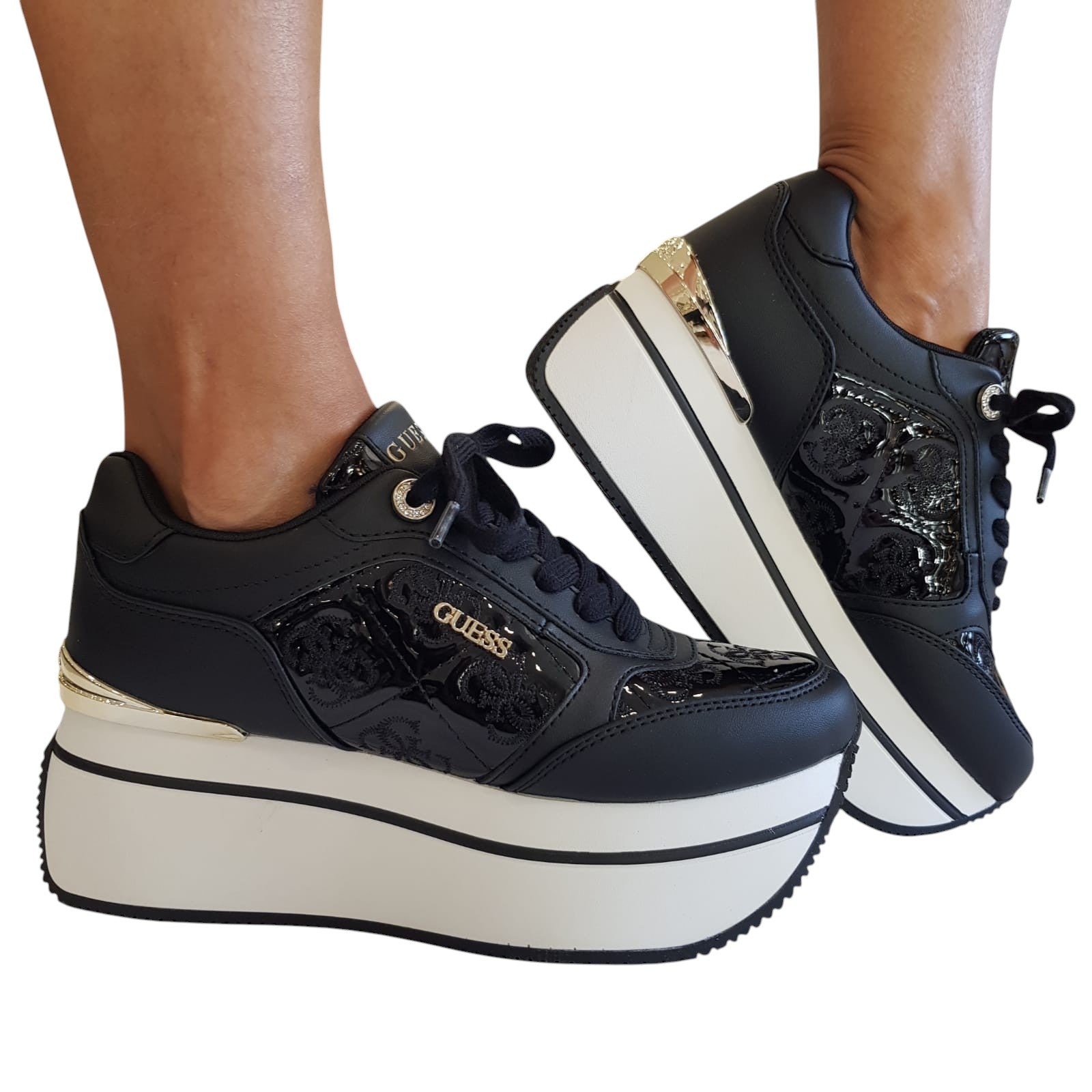 Guess Sneakers Donna Pelle Nero www.offidani.it