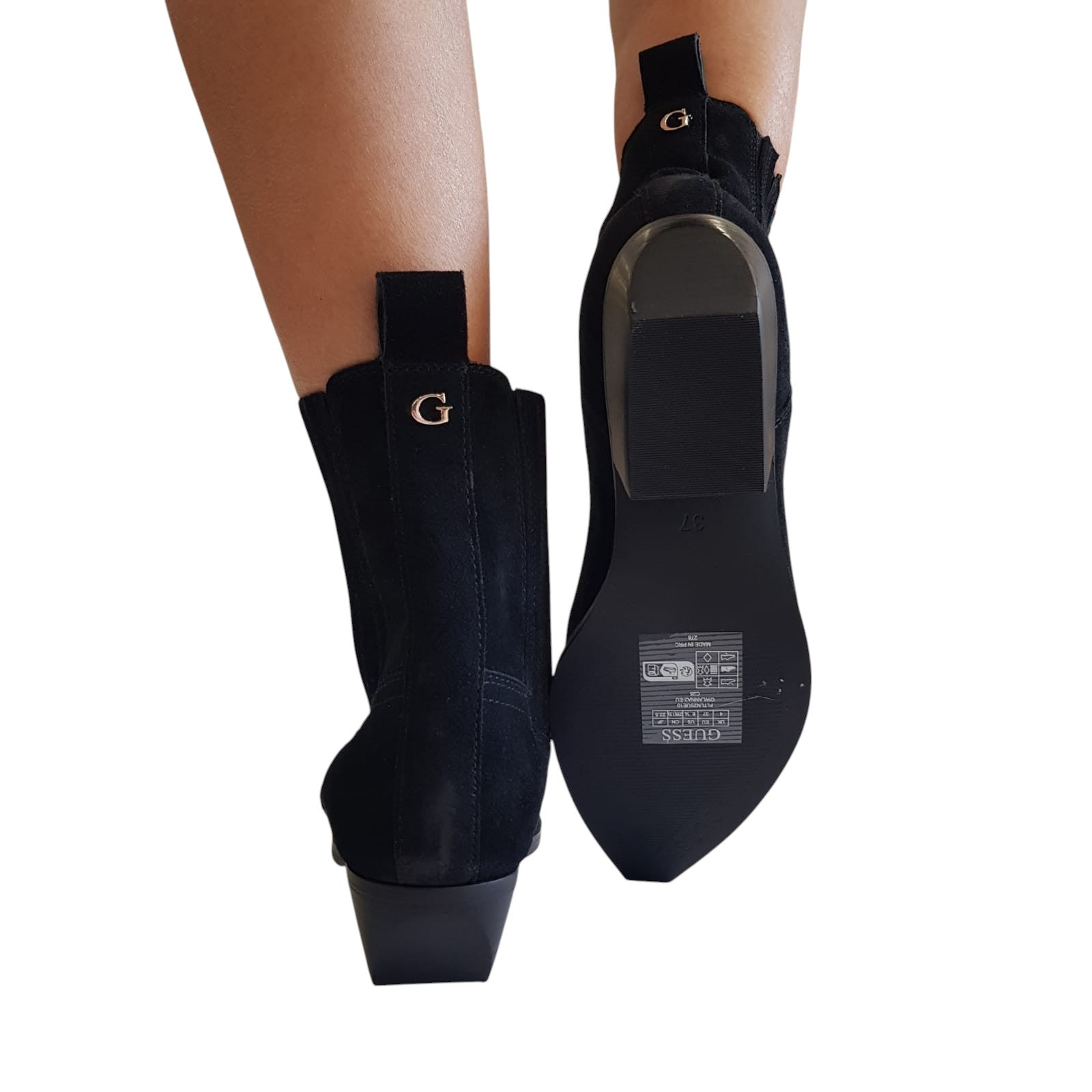 Guess Stivaletto Tronchetto Texano Donna Camoscio Nero www.offidani.it