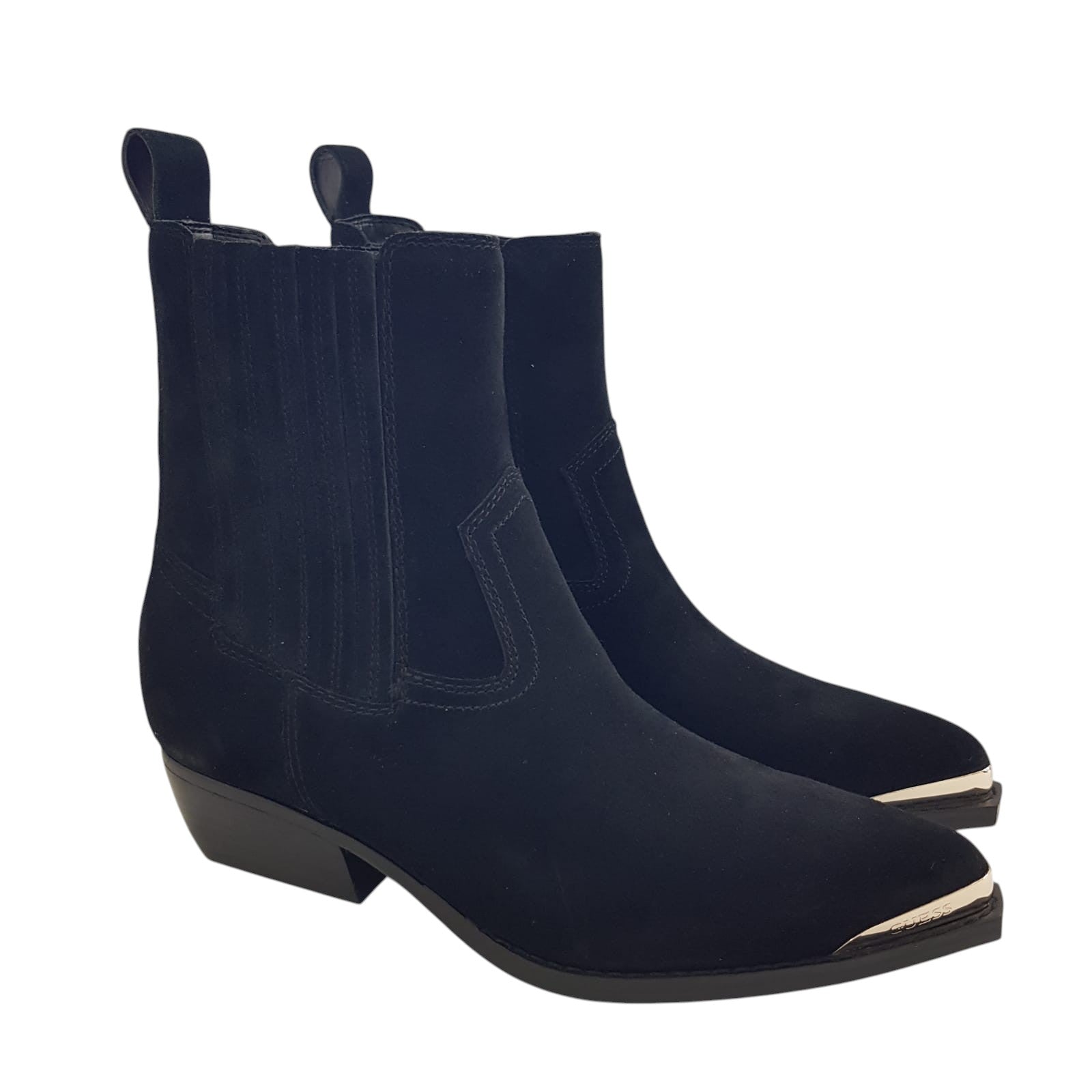 Guess Stivaletto Tronchetto Texano Donna Camoscio Nero www.offidani.it