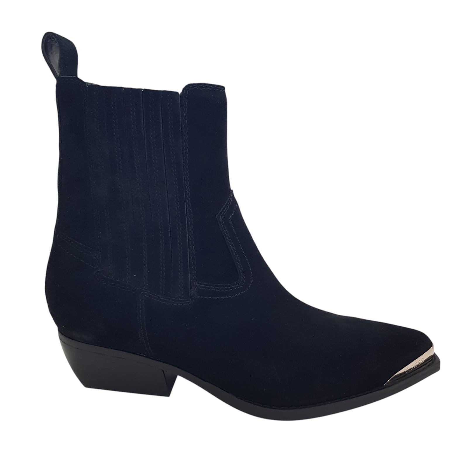 Guess Stivaletto Tronchetto Texano Donna Camoscio Nero www.offidani.it