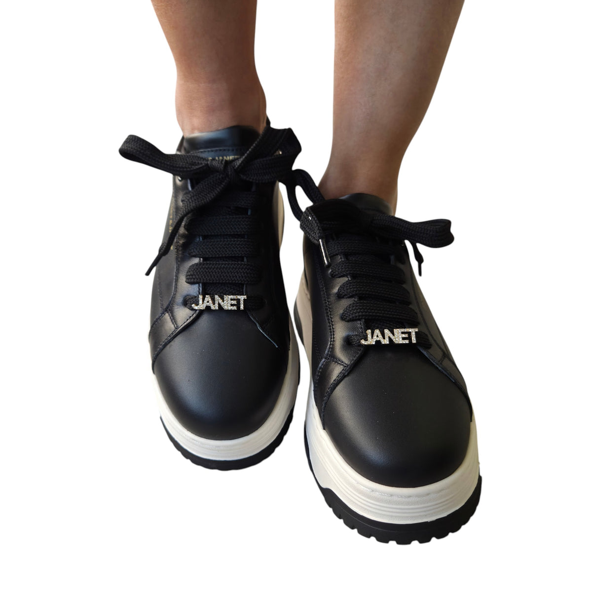 Janet & Janet sneaker donna pelle nera www.offidani.it