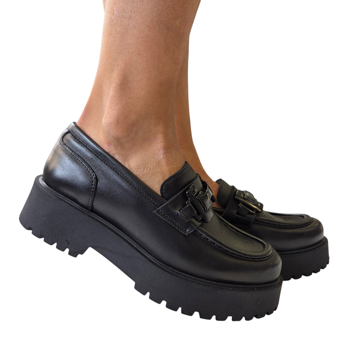 Les Poèmes mocassino donna pelle nero www.offidani.it
