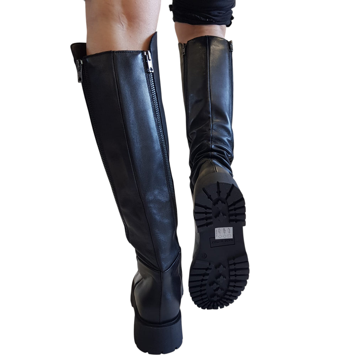 Les Poèmes stivale donna pelle nero www.offidani.it