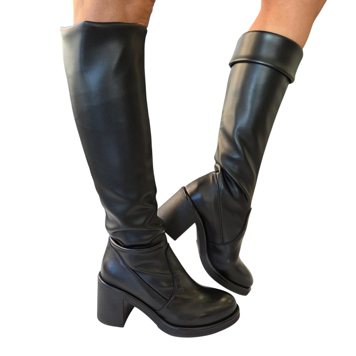 Les Poèmes stivale donna pelle nero www.offidani.it