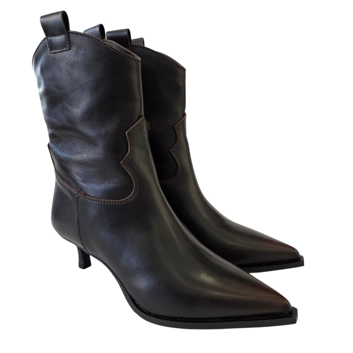 Les Poèmes stivaletto donna pelle testa di moro www.offidani.it