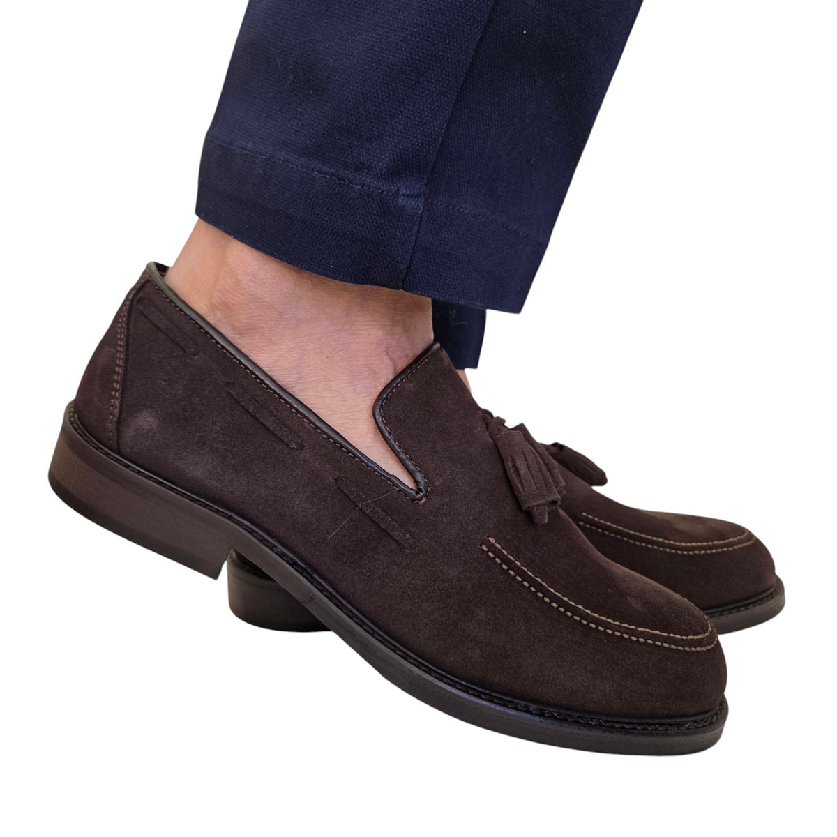 Les Poèmes uomo mocassino camoscio marrone www.offidani.it