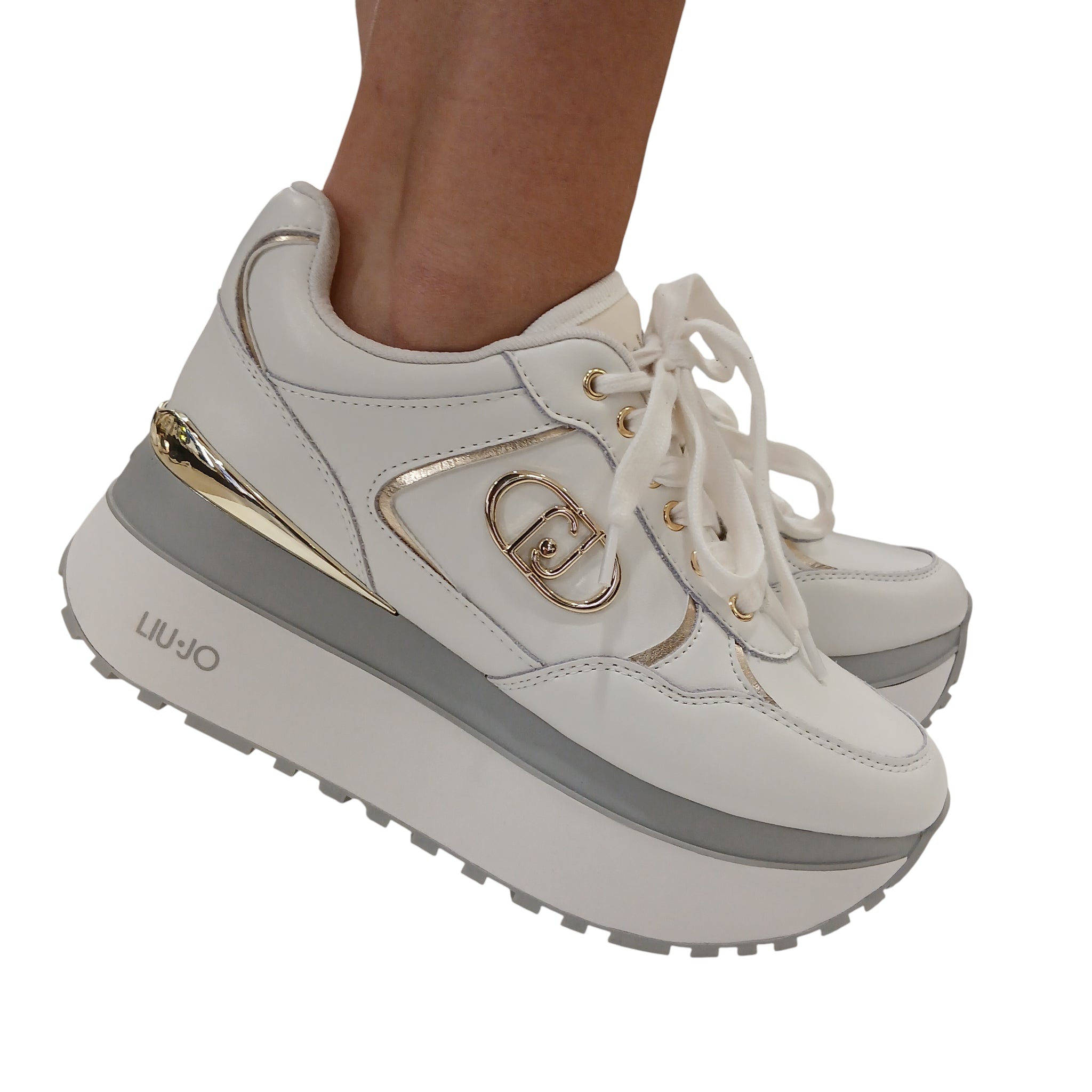 Liu-Jo Sneakers Donna in pelle latte www.offidani.it