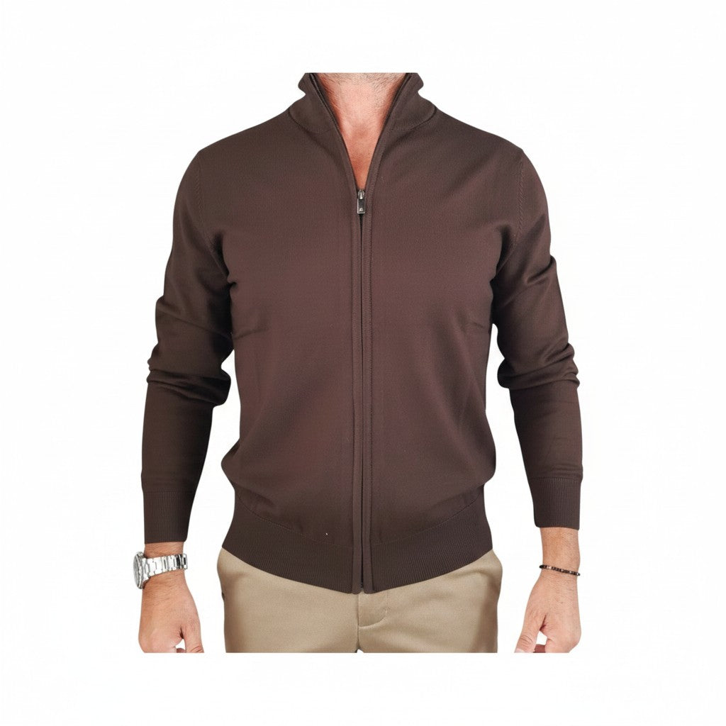 Markup uomo maglioncino marrone con zip www.offidani.it