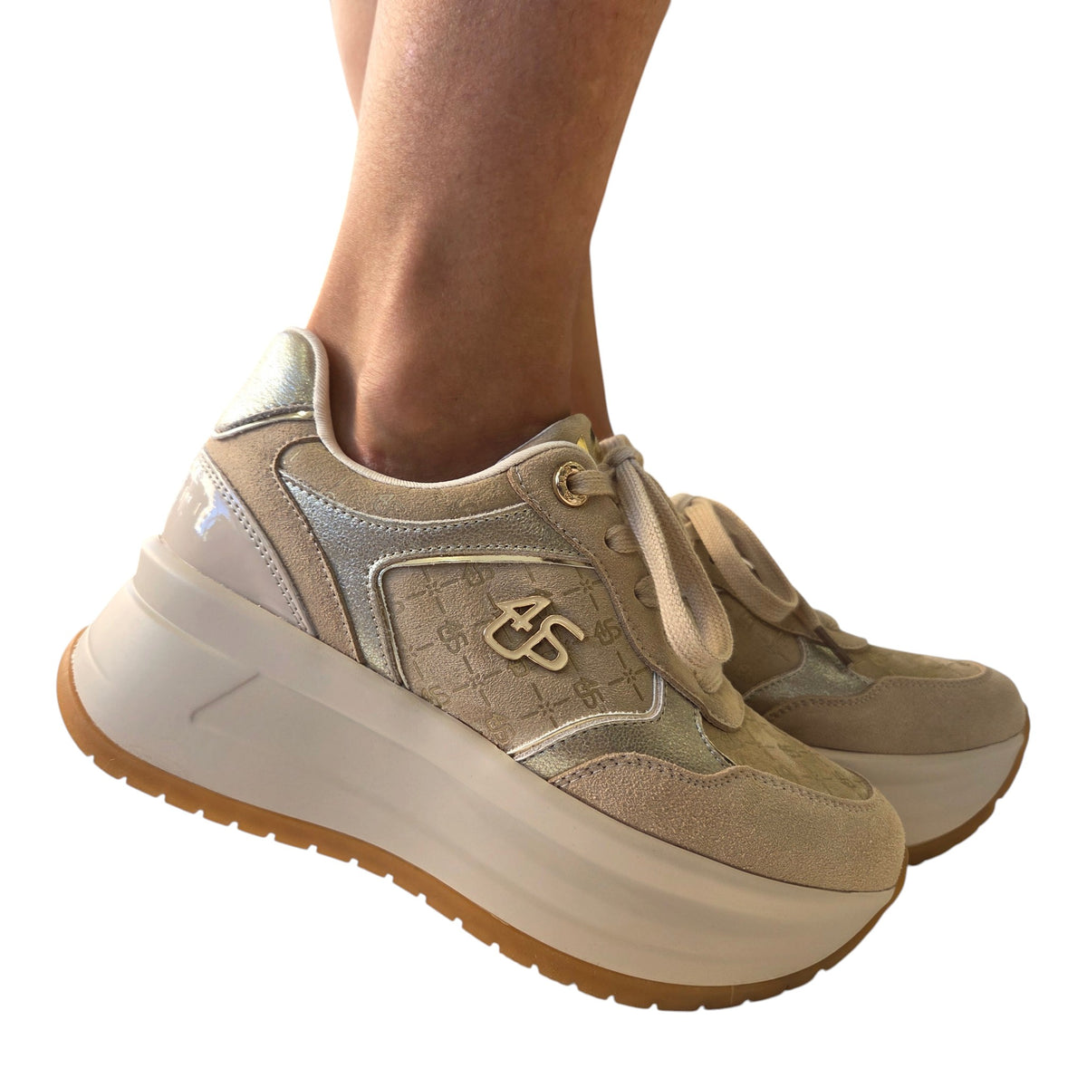 Paciotti 4US sneakers donna beige www.offidani.it
