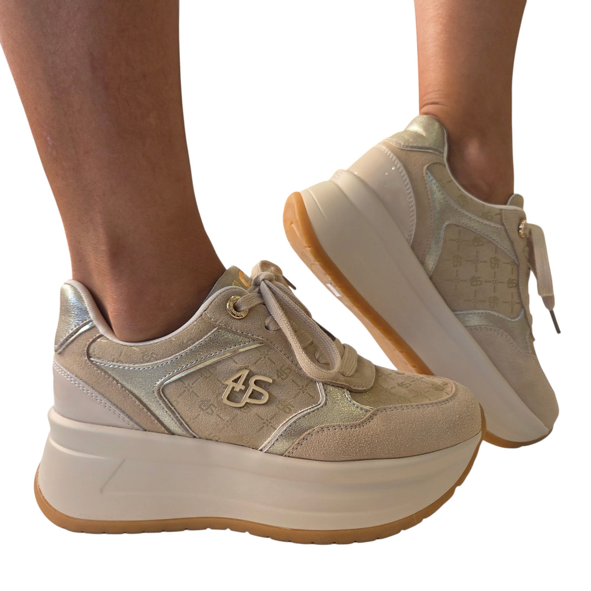 Paciotti 4US sneakers donna beige www.offidani.it