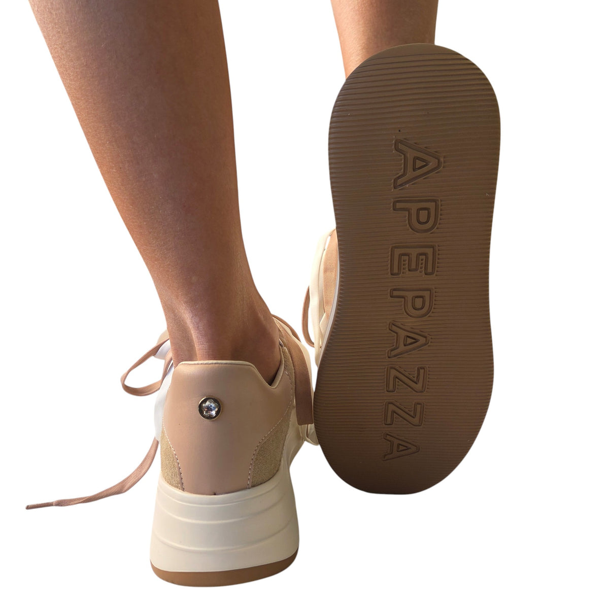 Apepazza sneaker donna pelle bianca/rosa www.offidani.it