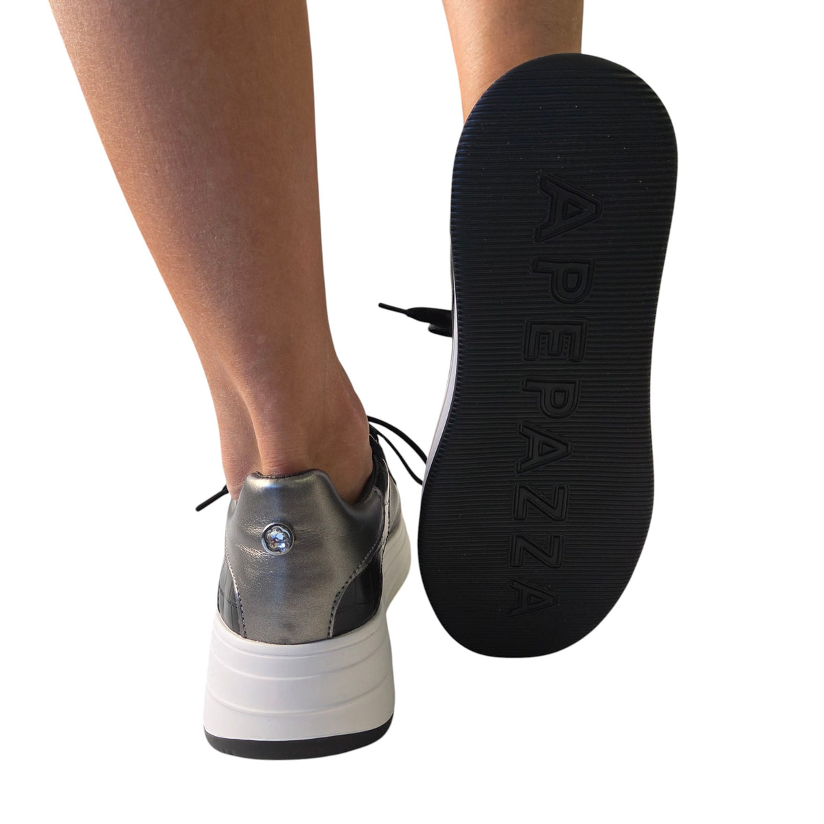 Apepazza sneaker donna pelle nera www.offidani.it