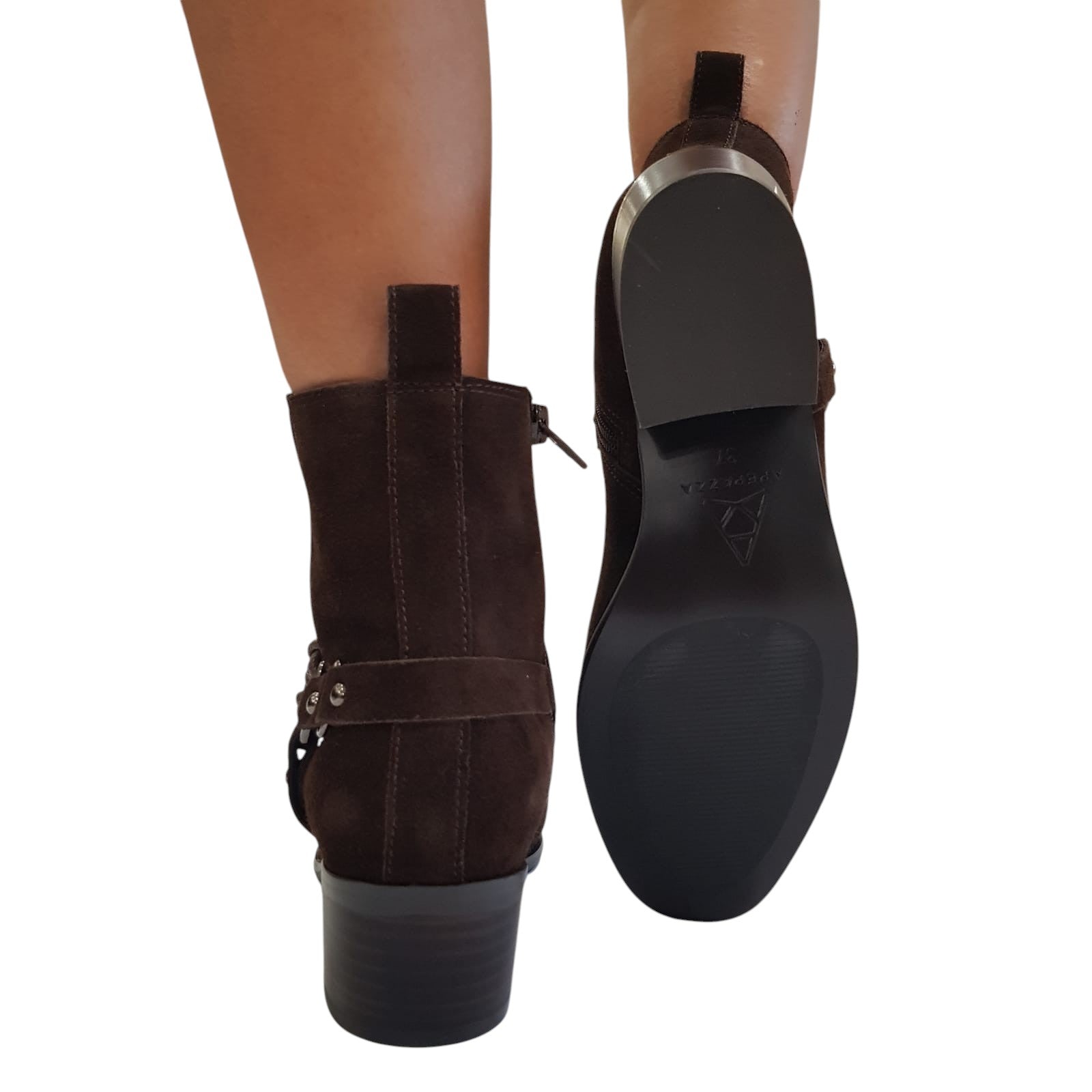 Apepazza Stivaletto Tronchetti Donna Camoscio Marrone www.offidani.it