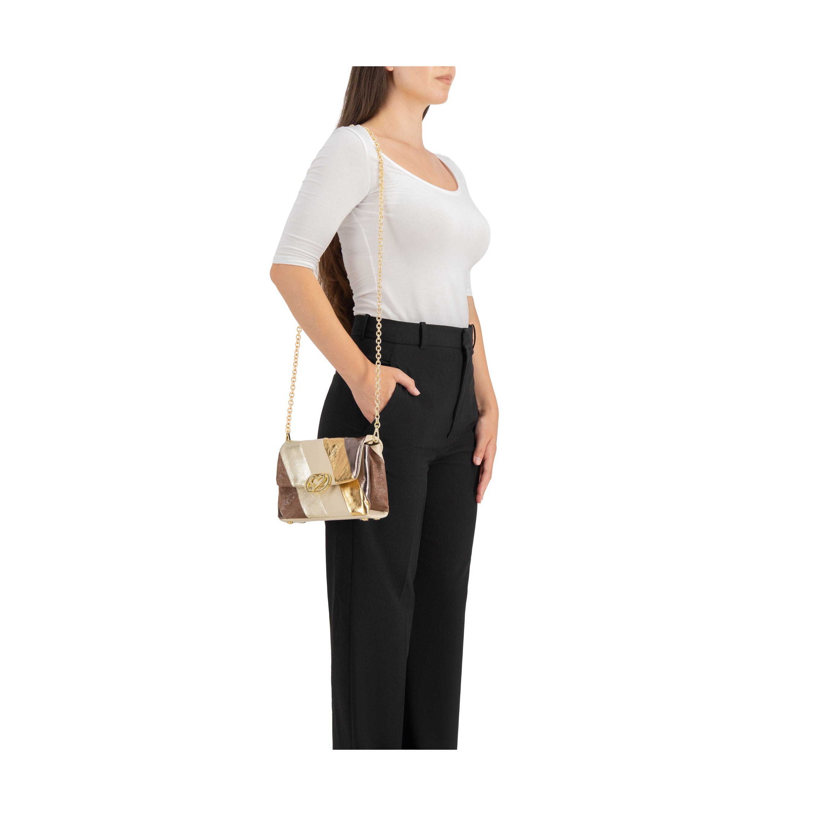 Braccialini borsa donna oro www.offidani.it