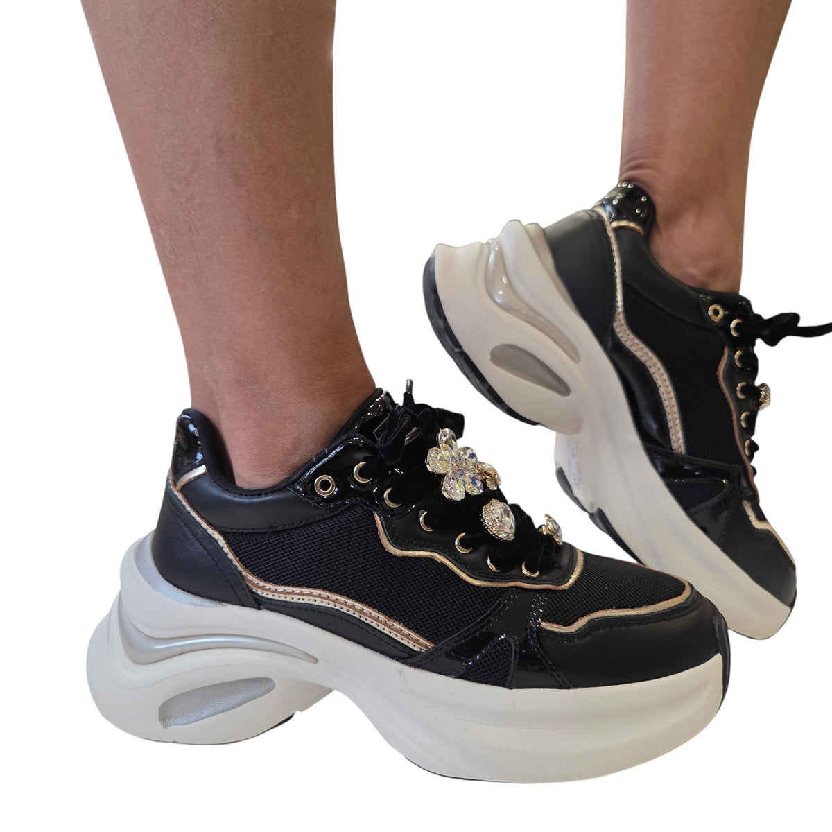 Braccialini sneaker donna pelle nera www.offidani.it 