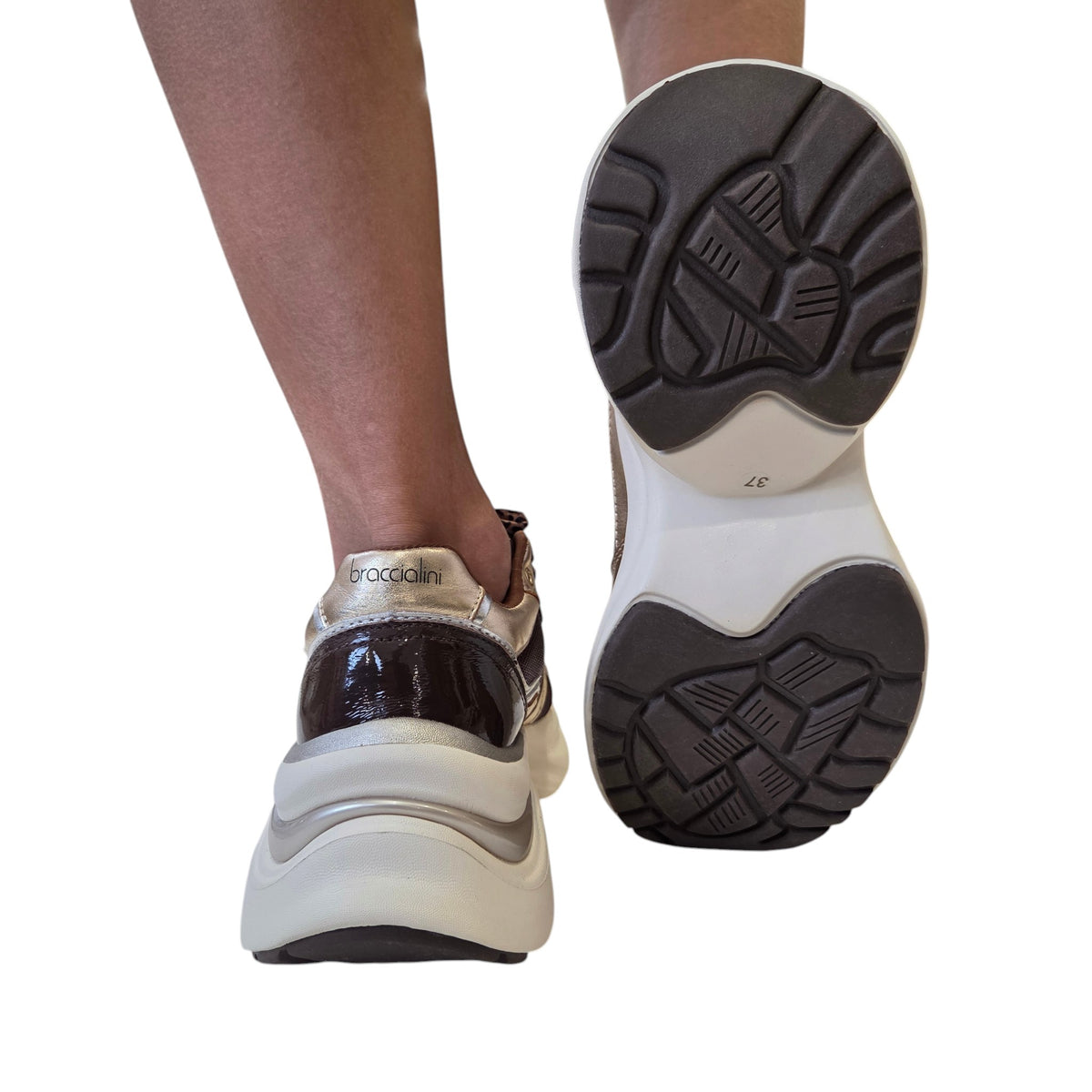 Braccialini sneaker donna pelle marrone www.offidani.it