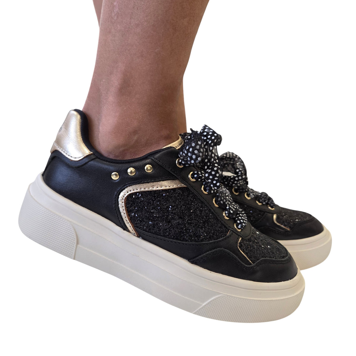 Braccialini sneaker donna pelle nera www.offidani.it