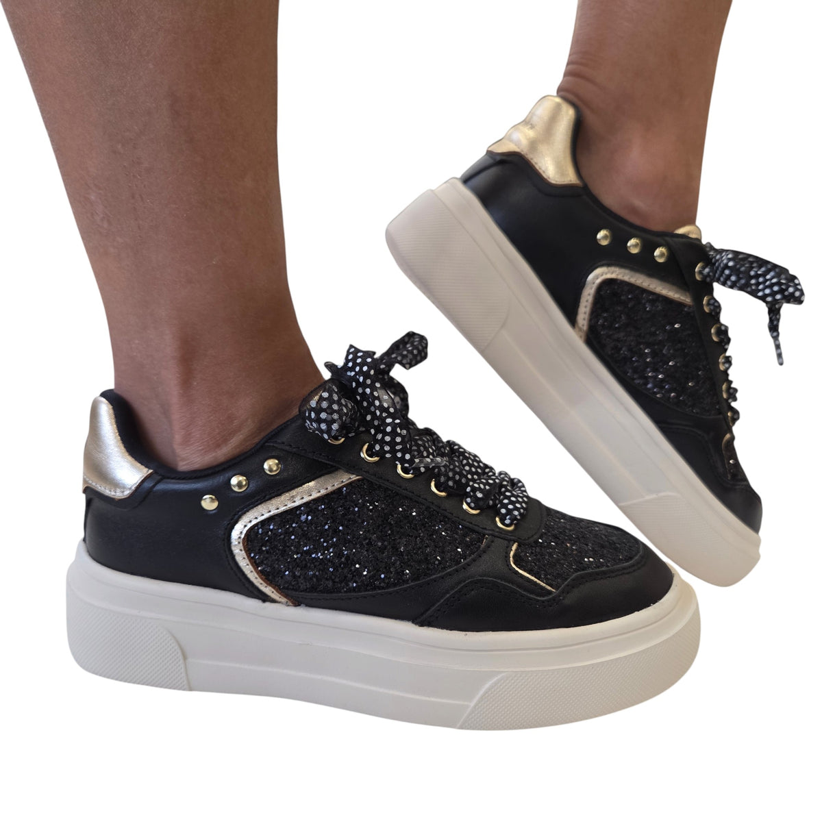 Braccialini sneaker donna pelle nera www.offidani.it
