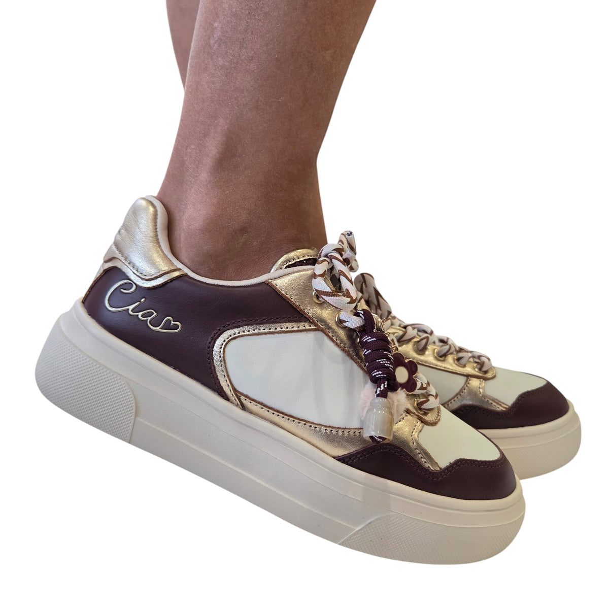 Braccialini sneaker donna pelle bordeaux www.offidani.it
