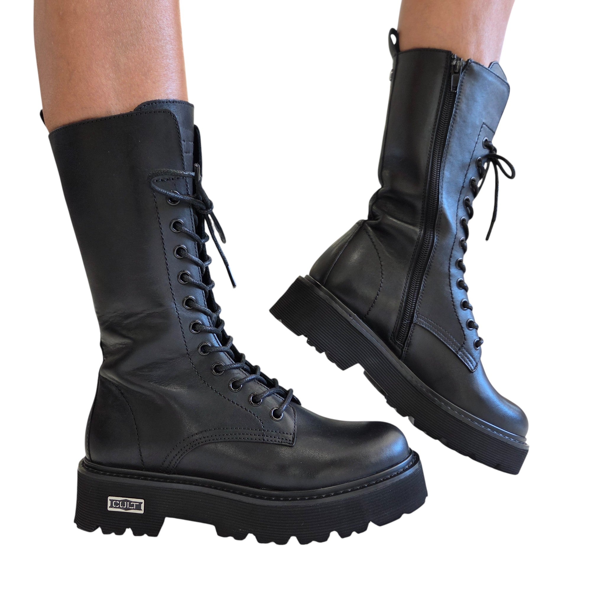 Cult Stivaletto Tronchetto Anfibio Donna Nero www.offidani.it