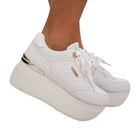 Guess Sneakers Donna Pelle Bianco fondo gomma www.offidani.it