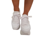 Guess Sneakers Donna Pelle Bianco fondo gomma www.offidani.it