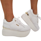 Guess Sneakers Donna Pelle Bianco fondo gomma www.offidani.it