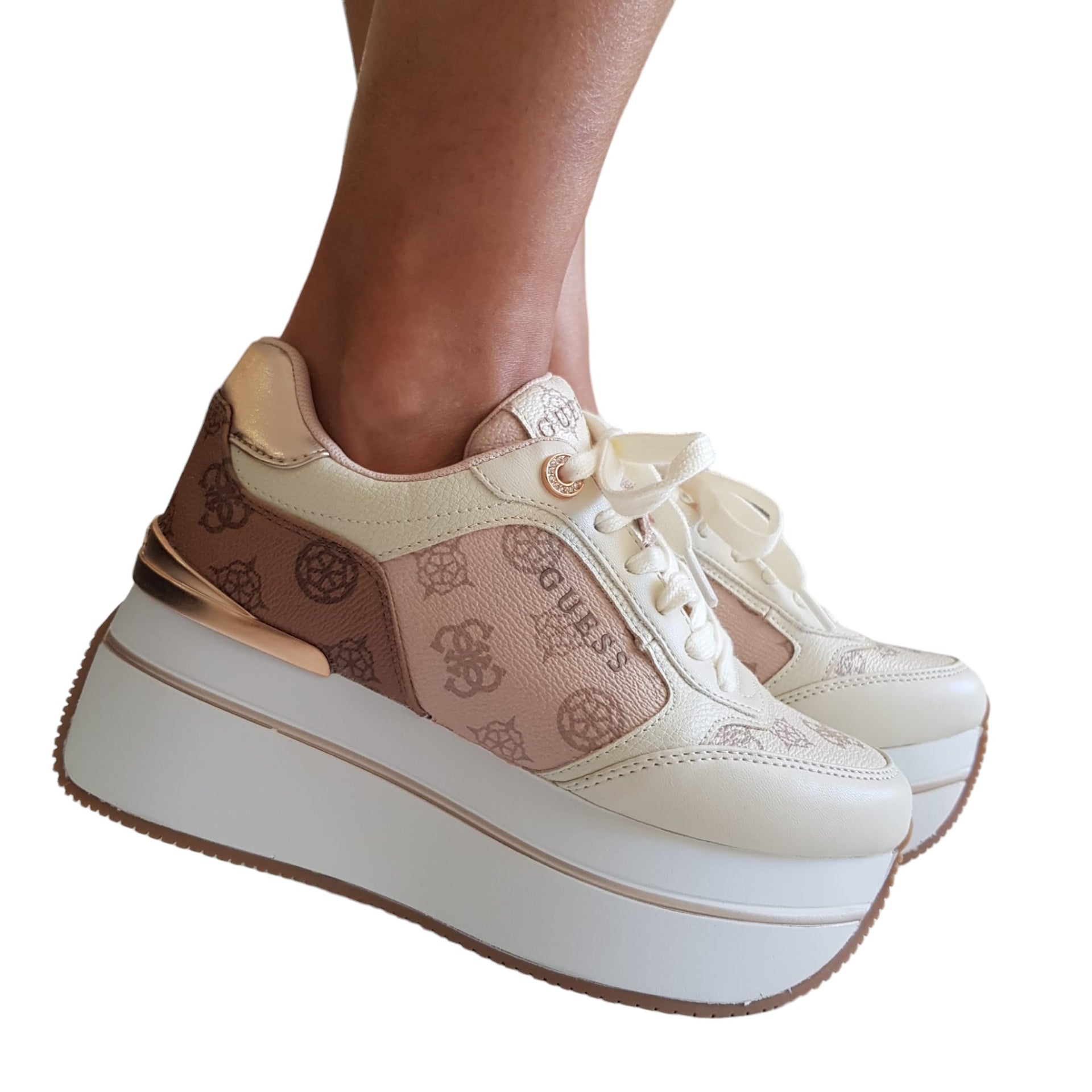 Guess Sneakers Donna Beige-Rosa-Marrone – Offidani