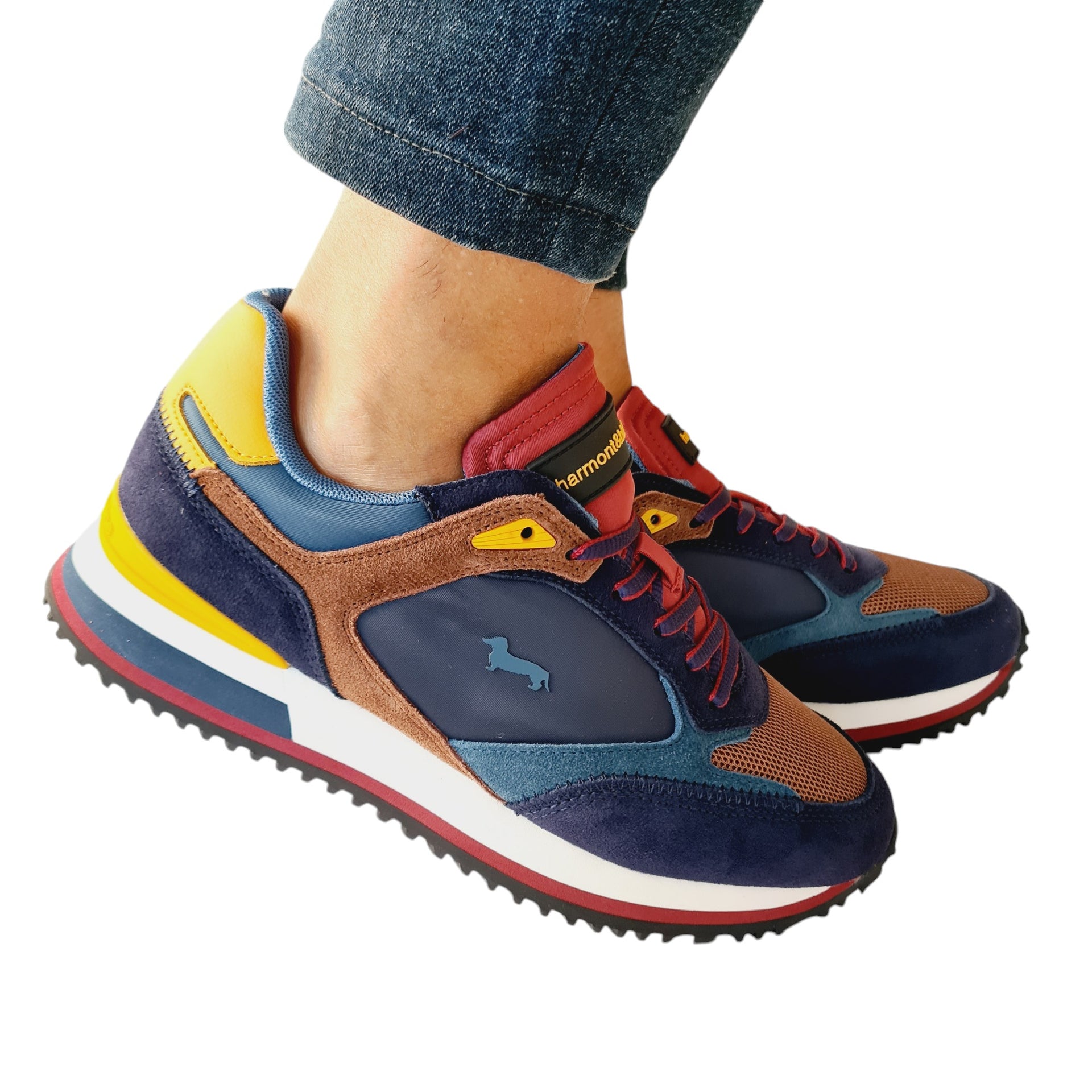 Harmont Blaine Sneaker Uomo Blu-Marrone-Giallo-Mattone
