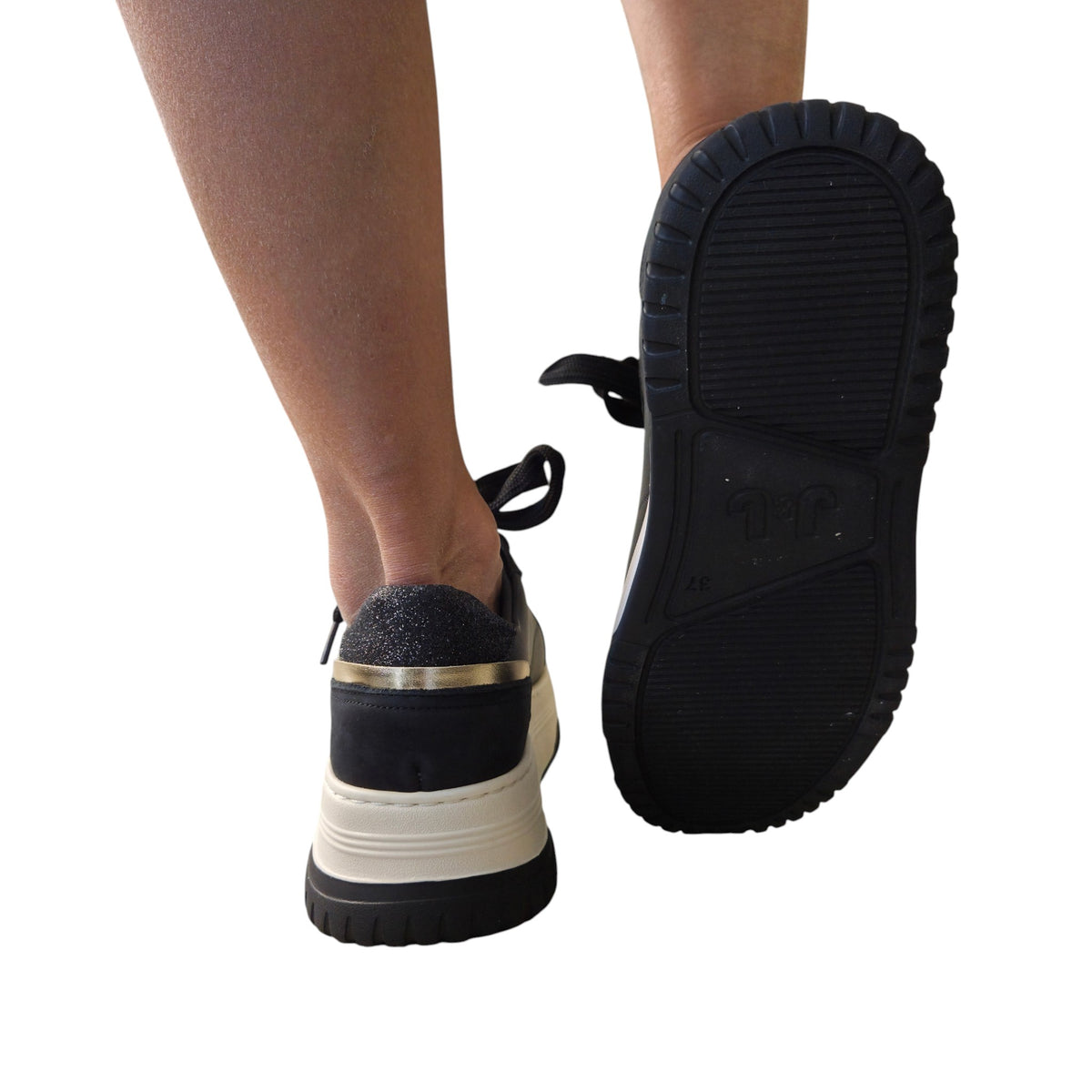 Janet & Janet sneaker donna pelle nera www.offidani.it
