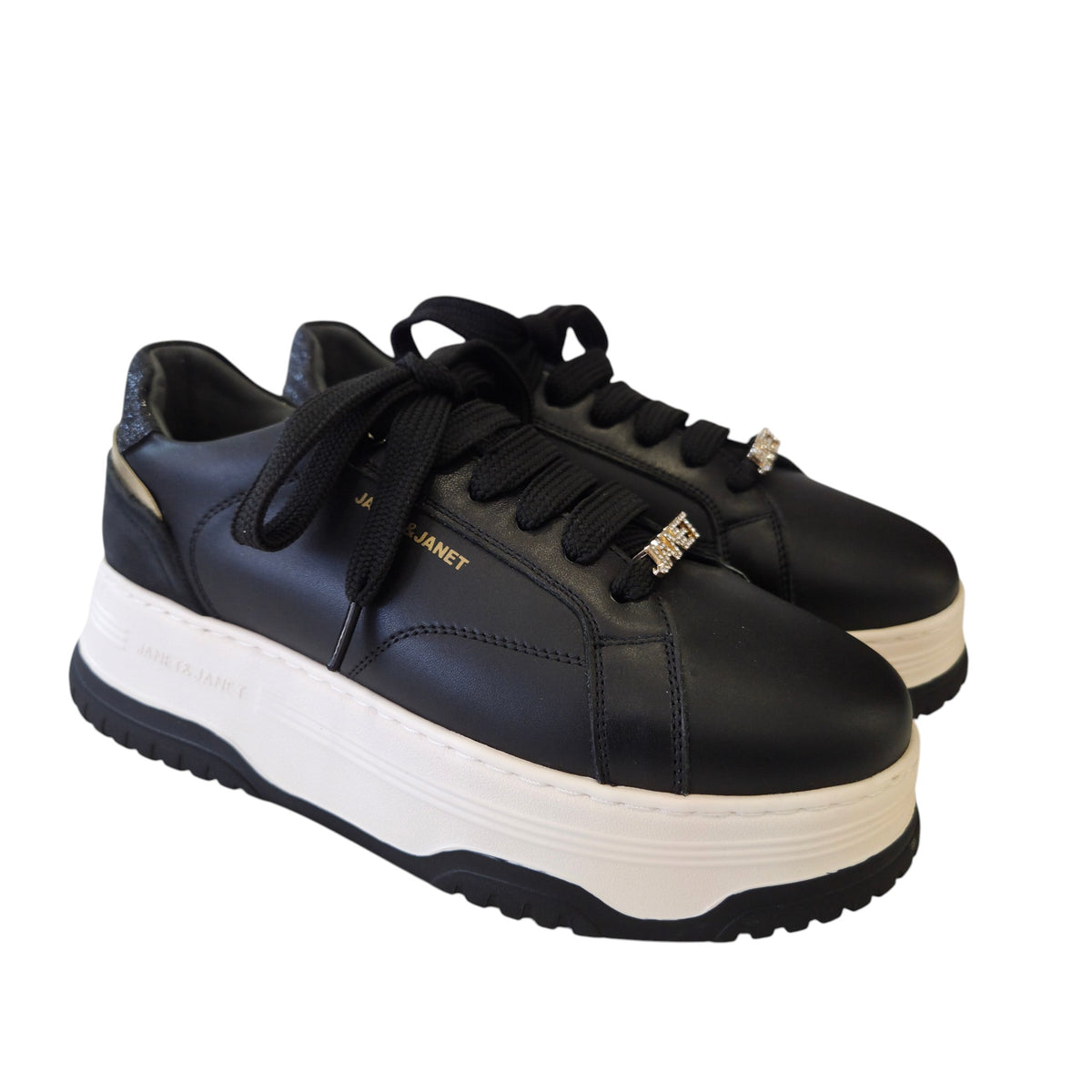 Janet & Janet sneaker donna pelle nera www.offidani.it