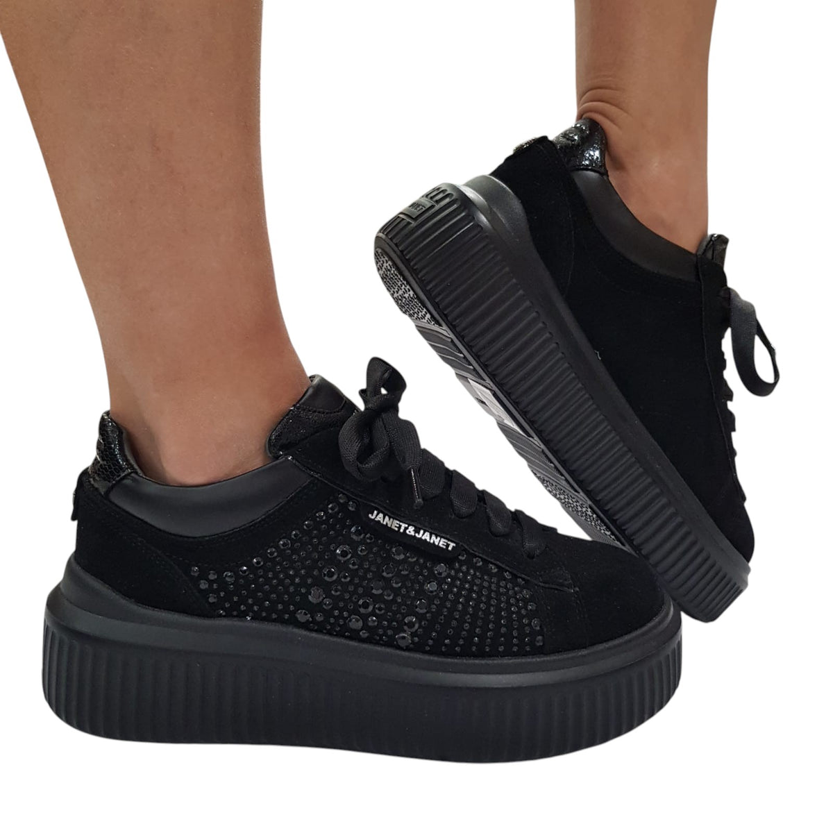 Janet & Janet sneakers donna camoscio nero www.offidani.it