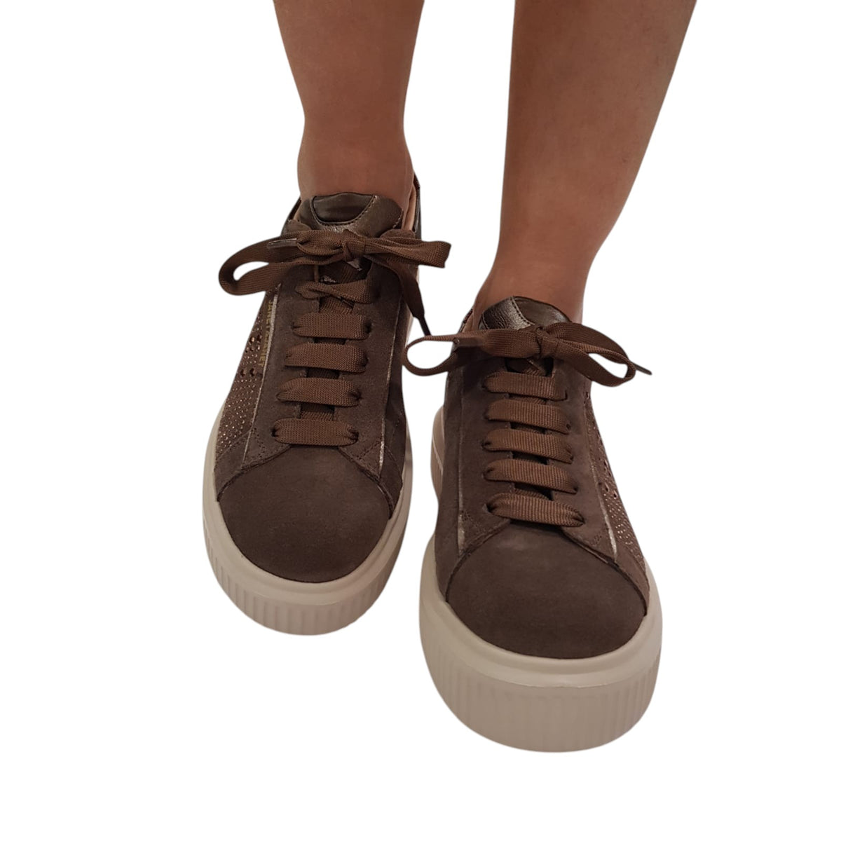 Janet & Janet Sneakers donna camoscio marrone www.offidani.it